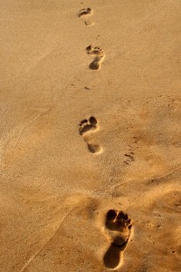 footsteps in sand